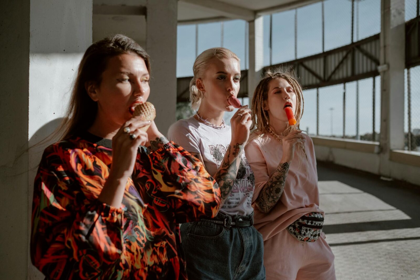 women eating ice creams