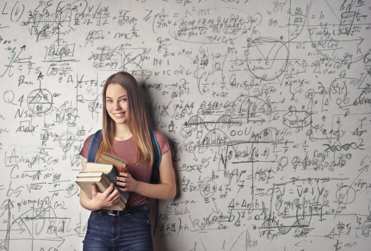 woman holding books