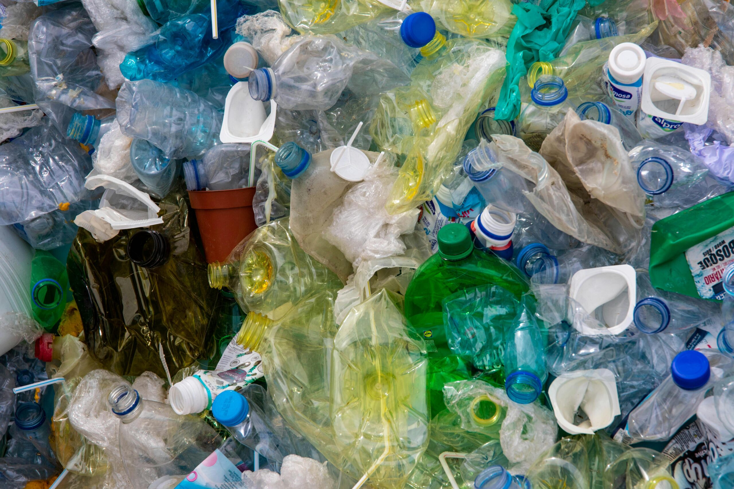 Pile of assorted plastic waste highlighting recycling and sustainability efforts.