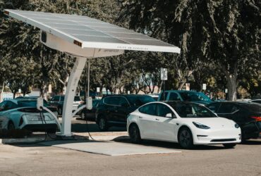 electric cars charging on stations